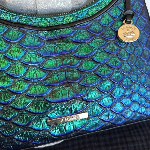 NWT RARE Brahmin Esme Emerald Lulia Iridescent Blue and Green Shoulder Bag - Picture 2 of 6